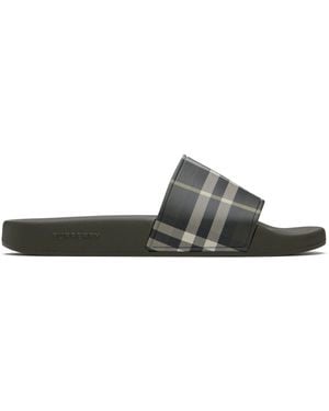 Burberry Check Slides - Black