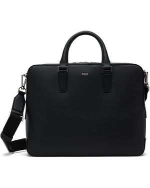 BOSS Structured Logo Briefcase - Black