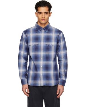 Tom Ford Grand Degrade Check Western Shirt - Blue