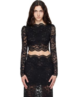 Rabanne Haut Écourté Noir En Dentelle