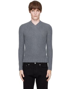 Carter Young Wool Lounger V-Neck Jumper - Grey