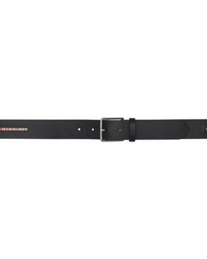 Paul Smith ブラック シグネチャー ストライプ グレインレザー ベルト