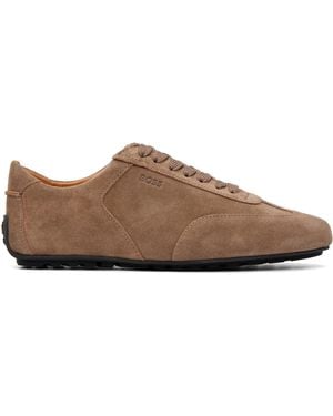 BOSS Suede Emed Logo Sneakers - Brown