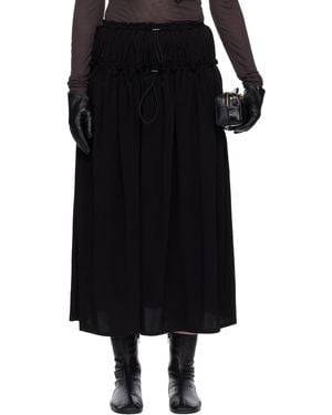 Y's Yohji Yamamoto Crepe De Chine Double Gathered Maxi Skirt - Black