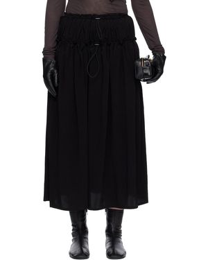 Y's Yohji Yamamoto Jupe Longue Noire En Crêpe De Chine À Cordons Coulissants