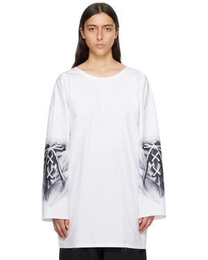 we11done Raw Edge Long Sleeve T-Shirt - White