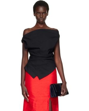 Rohe Off-shoulder Lapel Top - Red