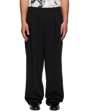 HUGO Pleat-Front Whipstitch Detail Pants - Black