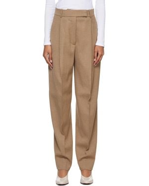 Rohe Tan Daria Single Pleat Straight Leg Pants - Natural