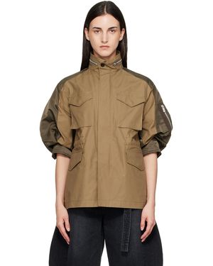 Sacai Khaki Cotton Weather Jacket - Brown