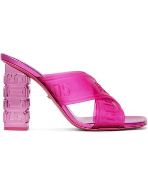 Gcds Pink Transpallic Criss-cross Heeled Sandals - Black