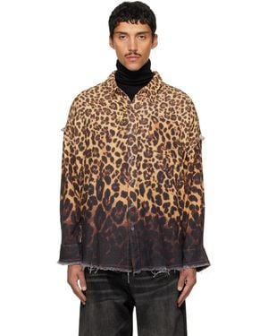 R13 Shredded Seam Drop Neck Shirt - Brown