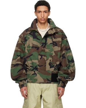 HYACYN Blouson Aviateur Anatnom Brun Et Kaki À Motif - Vert