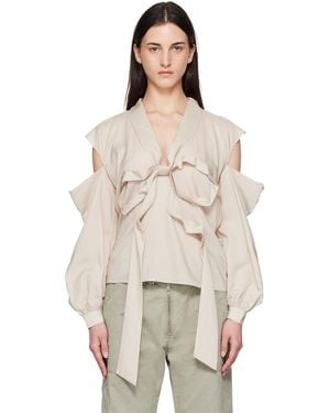 Acne Studios Cut-Out Bow Blouse - Natural