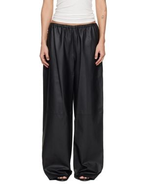 Alexander Wang Paper Leather Mid-Rise Track Pants - Black