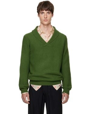 SOSHIOTSUKI Shawl Collar Knit Jumper - Green