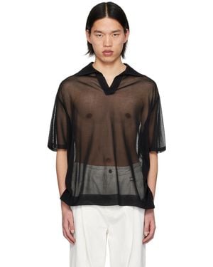 WOOYOUNGMI Open Placket Polo - Black
