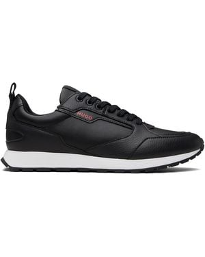 HUGO Grained Faux-Leather Trainers - Black