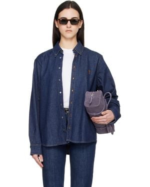 Ami Paris Denim Cotton Ami De Coeur Shirt - Blue