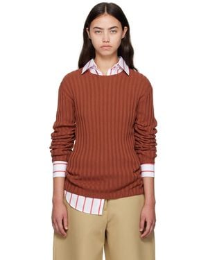 Acne Studios Pull En Tricot Côtelé À Col Ras Du Cou - Rouge