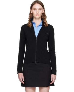 Courreges Zipped Merino Wool Cardigan - Black