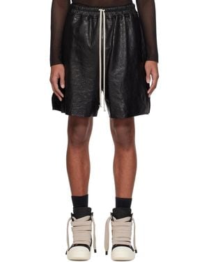 Rick Owens Temple Boxer Leather Shorts - Black