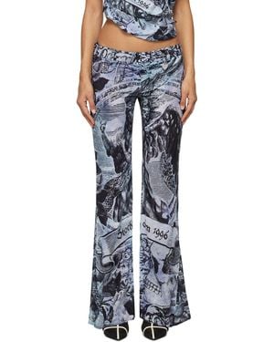Acne Studios Flared Printed Crepe Trousers - Blue