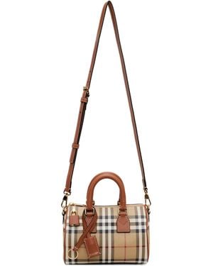 Burberry Mini Check Bowling Bag - Brown
