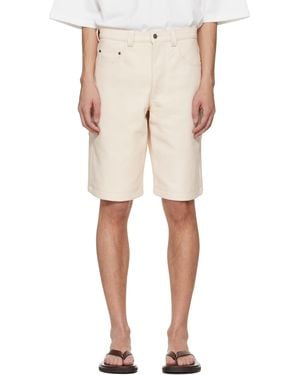 colbo Off- Big Pocket Leather Shorts - Natural
