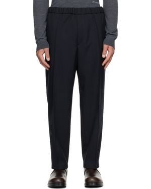 Jil Sander Wool Gabardine Tapered Trousers - Black