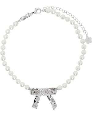 ShuShu/Tong Yvmin Edition Tin Foil Bow Faux-Pearl Necklace - Metallic