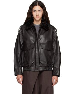 Loulou de Saison Russo Leather Bomber Jacket - Black