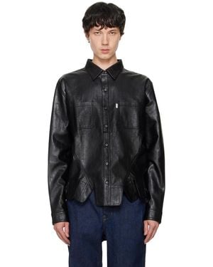 JUNTAE KIM Square Petal Corset Faux-Leather Shirt - Black