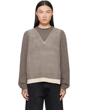 Maison Margiela Fused Knit Wool Crewneck Sweater - Gray