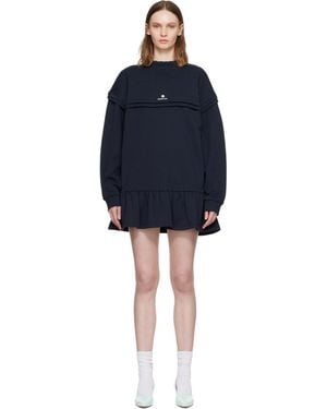 ShuShu/Tong Raw-Edge Wave Collar Tuck Detail Sweatshirt Minidress - Black