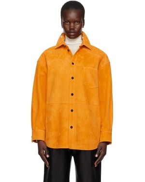 Bottega Veneta Suede Leather Shirt - Orange