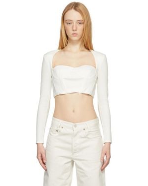 ROKH Bustiere Corset Long Sleeve T-shirt - White