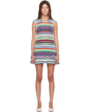 Ganni Striped Crochet Minidress - Blue