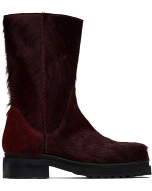 Eckhaus Latta Burgundy Stacked Boots - Brown