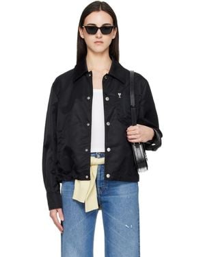 Ami Paris Nylon 'Ami De Coeur' Stud Buttoned Jacket - Black