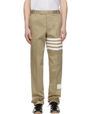 Thom Browne Cotton Twill 4-Bar Unconstructed Chino Trousers - Natural