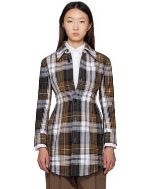 Bottega Veneta Structured Cotton Check Coat - Black