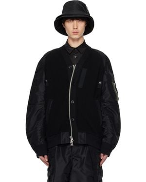 メンズ Sacai ブラック ナイロンツイル ボンバージャケット