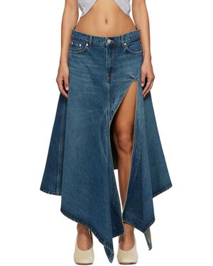 Y. Project Cut Out Denim Midi Skirt - Blue