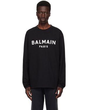 Balmain ロゴプリント 長袖tシャツ - ブラック