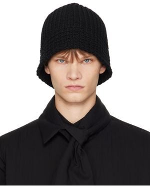 Yohji Yamamoto Cardigan Stitch Knit Beanie - Black