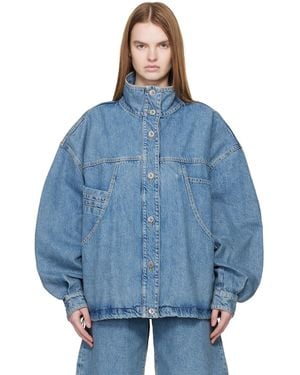 The Attico Washed Denim Bomber Jacket - Blue