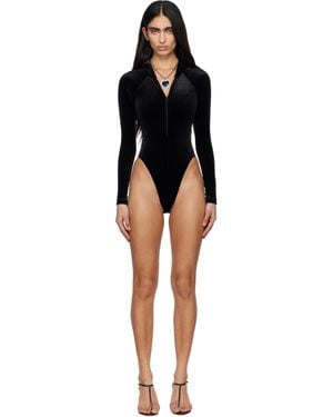 Vetements Velvet Hood Bodysuit - Black