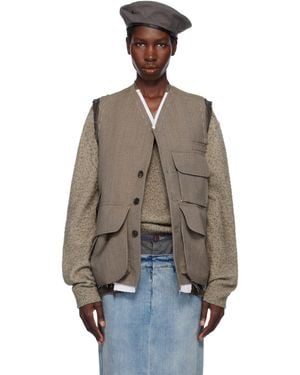 Maison Margiela ブラウン Sleeveless ウール ベスト - マルチカラー