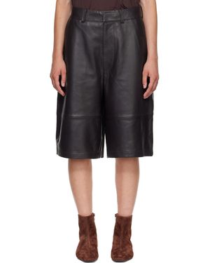 Frankie Shop Olivia Leather Bermuda Shorts - Black